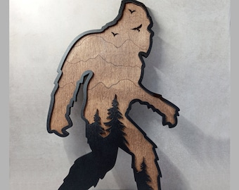 Bigfoot SVG File Glowforge | Bigfoot Glowforge Files | Layered Bigfoot SVG | Bigfoot Laser File | Sasquatch Svg | Mountain Svg Big Foot Svg