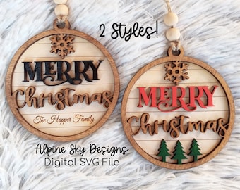 Christmas Ornament SVG For Glowforge | Christmas Ornaments SVG File | Glowforge Ornament Files | Merry Christmas Svg | Ornament SVG Laser