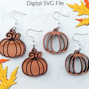 Pumpkin Earring SVG | Pumpkin Earrings SVG | Halloween Earrings SVG | Glowforge Earring Files | Earring Svg Files Fall | Laser Earring Files