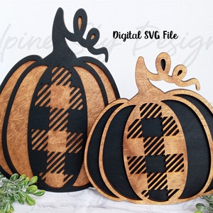 Plaid Pumpkins SVG Laser File For Glowforge | Pumpkin SVG Glowforge | Fall Laser Cut Files | Fall Glowforge SVG | Halloween Laser Files Set