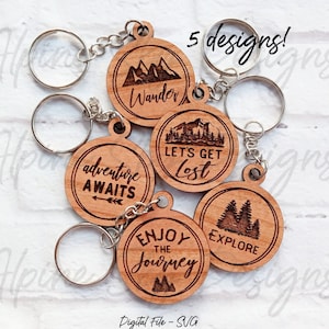 Glowforge Keychain SVG | Glowforge Keychain File | Laser Keychain File | ADVENTURE Svg Files | Laser Files Keychains Keychain Svg Glowforge