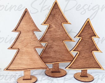 Stand Alone Trees Laser File SET OF 3 | Tree SVG File For Glowforge | Glowforge Tree File | Christmas Tree Laser File | Trees Svg Laser Cut