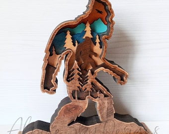 Bigfoot SVG File | Sasquatch SVG File | Layered SVG Files | Glowforge Files | Bigfoot Svg | Layered Laser Cut Files | Mountain Svg Glowforge
