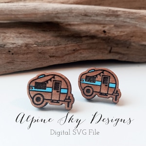 Camper Earring SVG | Camping Earrings SVG | Glowforge Earring Files | Camping Svg Files | Stud Earring Svg | Laser File Earrings | Glowforge