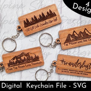 Glowforge SVG Keychains | ADVENTURE Svg Files | Laser Files Keychains | Laser Cut Files Key Chain | Keychain SVG Glowforge | Keychain Laser