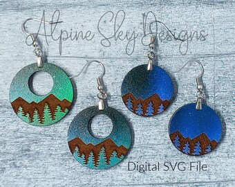 Mountain Earring SVG 2 Pairs | Mountain Earrings SVG | Earring Svg Files Glowforge | Laser Earring Svg Mountain Earring Svg Files Glowforge