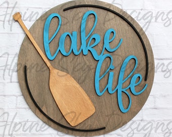 Lake Life Laser File For Glowforge | Lake Life SVG Laser | Glowforge Files Summer Lake Home Decor | Laser Cut Files Lake SVG Paddles Sign