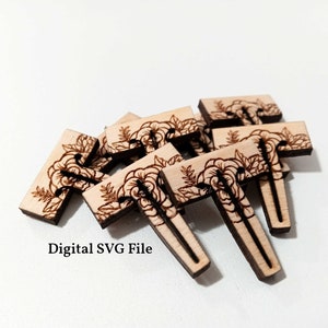 Engraved Glowforge Pins SVG | Glowforge Pins File | Honeycomb Pin SVG File | Floral SVG | Glowforge Tray File | Floral Glowforge Pin Svg