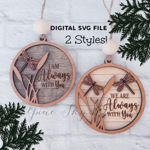 Adorno conmemorativo de libélula SVG / Adorno de libélula SVG Glowforge / Archivo SVG de adorno navideño / Archivos de adornos Glowforge / Adornos Svg