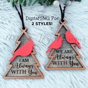Cardinal Ornament SVG | Cardinal Memorial Ornament SVG Glowforge | Glowforge Ornament Files | Christmas Ornament SVG | Laser Ornament File