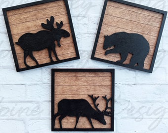 Woodland Animals SVG Glowforge Files | Laser Files | Glowforge Files | Bear SVG | Deer SVG | Moose Svg | Forest Animals Svg | Laser Cut File