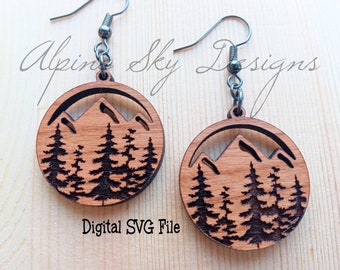 Boucles d’oreilles de montagne SVG | Boucle d’oreille SVG pour Glowforge | Fichiers de boucles d’oreilles Glowforge | Boucle d’oreille de montagne SVG | Boucle d’oreille laser | Fichiers Glowforge