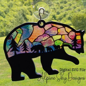 Bear Suncatcher SVG For Glowforge | Bear Sun Catcher SVG File | Suncatcher SVG For Laser | Bear Svg Files | Suncatchers | Glowforge Files