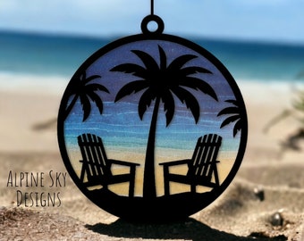 Ocean Suncatcher SVG Beach Suncatcher SVG For Glowforge Laser Adirondack Chairs Svg Summer SVG Files Suncatcher Files Palm Trees Ornament
