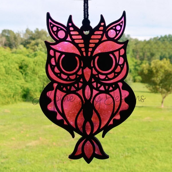 Owl Suncatcher SVG File Glowforge Laser Owl SVG Files Owl Suncatcher Svg Laser Glowforge Suncatchers Owls Owl Car Charm Svg Owl Ornament Svg