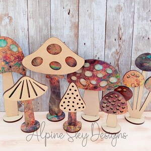 Lot 1/8 champignon SVG pour Glowforge | Fichier SVG champignon | Laser SVG champignon | Glowforge lime les champignons | Fichiers Svg printemps | Svg champignon