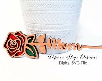 Mom Rose SVG | Mothers Day SVG Glowforge | Rose SVG Files | Glowforge Files | Mom Svg | Rose Laser Svg | Mothers Day Svg Files | Roses Svg