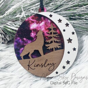 Wolf Ornament SVG | Wolf Christmas Ornament SVG | Layered Ornament SVG | Glowforge Ornament Files | Laser Files Glowforge Christmas Wolf Svg