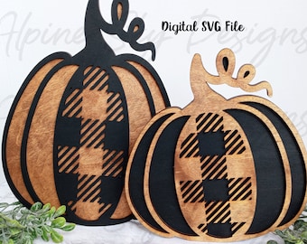 Plaid Pumpkins SVG Laser File For Glowforge | Pumpkin SVG Glowforge | Fall Laser Cut Files | Fall Glowforge SVG | Halloween Laser Files Set