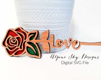 Rose SVG Glowforge | Valentines Day Rose SVG | Love Svg | Glowforge Valentine Files | Glowforge SVG Files | Rose Svg Laser | Valentine Svg
