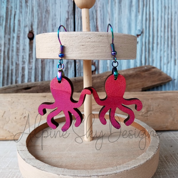 Octopus Earring SVG Octopus Earrings Glowforge Laser Octopus SVG Files Beach Earrings SVG Ocean Earring Svg Glowforge Files Octopus Shape