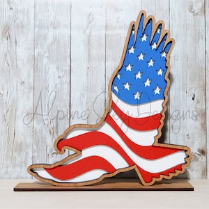 1/8 American Flag Eagle SVG For Glowforge | 4th Of July Laser File | Patriotic Glowforge Files | American Flag Svg | Eagle Svg | 4th Of July