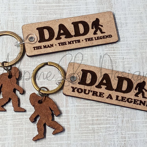 DAD Bigfoot Schlüsselanhänger SVG | Vatertag Schlüsselanhänger | Papa Schlüsselanhänger | Vatertag SVG-Dateien | Bigfoot Keychain SVG Glowforge Laser Legende