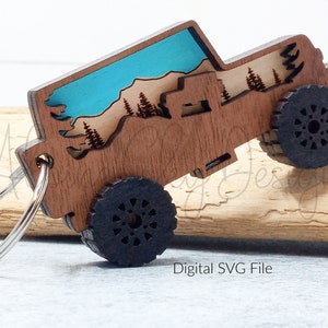 Offroad Keychain SVG | Offroad Vehicle SVG Keychain | Glowforge Keychain SVG Laser | Mountain Keychain Svg Files | Offroad Keychain 4x4