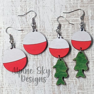 Fishing Bobber Earrings SVG | Fishing Earrings SVG | Fish Earrings SVG Glowforge | Glowforge Earring Files | Outdoor Mountain Earring Svg