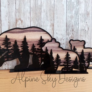 1/8 Standing Bear & Cubs SVG | Bear SVG Files Glowforge | Bear SVG Laser | Forest Bear Svg | Layered Bear Svg | Glowforge Files Bears Cubs