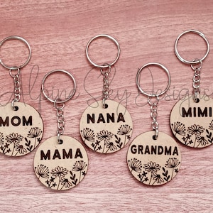 Floral Keychain SVG Bundle Glowforge | Glowforge Keychain Files | Mom Keychain Svg | Mama Keychain Files Laser | Keychains Svg Wildflowers