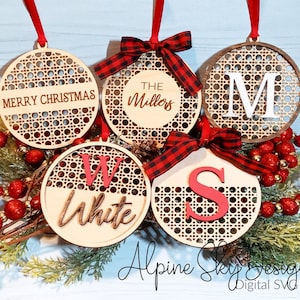 Rattan Ornament SVG Bundle | Glowforge Christmas Ornaments | Rattan Cane SVG | Ornament SVG Files | Farmhouse Laser Ornament File Bundle