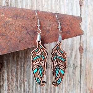 Feather Earring SVG Glowforge Feather Earrings SVG Laser Feather SVG Earring Files Boho Earrings Svg Glowforge Earring Files Feathers Svg