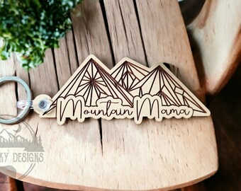 Mountain Mama Keychain SVG Laser File Glowforge Keychain SVG Mountains Mountain Keychain SVG Mountain Svg Files Mountain Mama Keychain Files