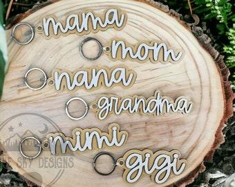 Keychain SVG Bundle Mothers Day Mama Keychain SVG Nana Keychain SVG Laser Glowforge Keychain Files Mama Svg Files Mimi Gigi Keychain Bundle