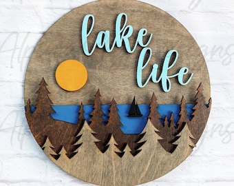 Lake Life SVG Laser Cut File For Glowforge | Laser Files | Lake SVG | Pine Trees | Glowforge Files | Glowforge SVG Files For Laser Cutting