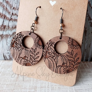 Round Pumpkin Earrings SVG Laser Files Glowforge Earring SVG Floral Pumpkin Earrings SVG Pumpkin Earring Svg Fall Earring Svgs Glowforge