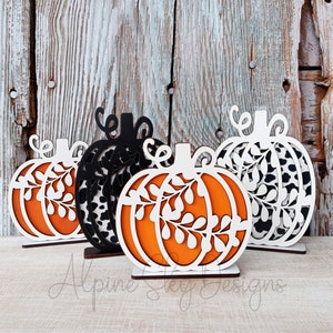 Kleine Blumen Kürbisse SVG Stehender Kürbis SVG Herbst Kürbis SVG-Dateien Floral KürbisSvg Herbst Dekor Halloween SVG-Dateien Kürbisse Laser geschnitten