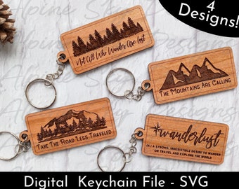 Glowforge SVG Keychains | ADVENTURE Svg Files | Laser Files Keychains | Laser Cut Files Key Chain | Keychain SVG Glowforge | Keychain Laser