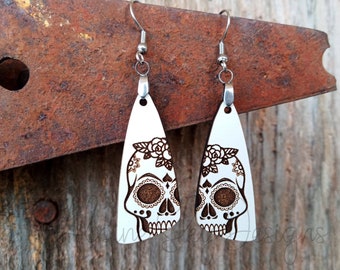 Skull Earrings SVG Skull Earring Files Glowforge Laser Skull SVG Files Sugar Skull SVG Sugar Skull Earring Svg Goth Earring Halloween Svg