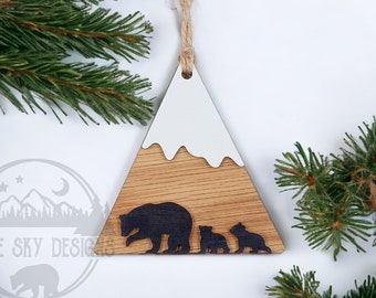 Mountain Ornament SVG Glowforge Laser File Mountain Shaped Ornament SVG Bear Ornament SVG Glowforge Christmas Ornaments Svg Mountains Bears