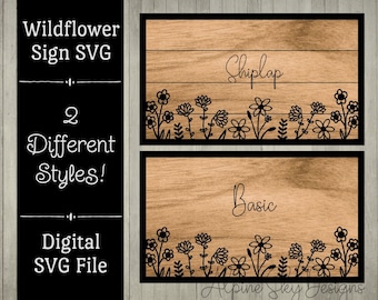 Floral signe SVG | Enseigne florale SVG | Fichiers Glowforge | Svg signe rectangle | Signe de pépinière Svg | Fichiers fleur découpés au laser Fleurs sauvages Svg Shiplap