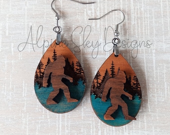 Bigfoot Earrings SVG File | Bigfoot Earring SVG | Bigfoot SVG Files | Sasquatch Earring Svg | Glowforge Earring Files | Bigfoot Laser Svg