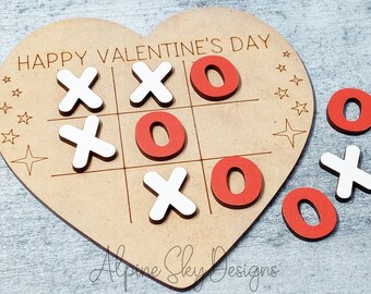 SCORED Valentines Day Tic Tac Toe SVG | Heart Tic Tac Toe SVG | Tic Tac Toe Svg Glowforge | Glowforge Valentines Svg Files Laser | Kids Svg