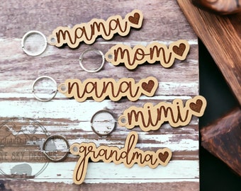 Paquete de llaveros SVG Llavero de mamá SVG Llavero de Nana SVG Archivos Svg del Día de la Madre Llavero del Día de la Madre Svg Archivos de llavero Glowforge láser Mamá