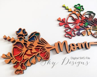 Mom Flower Bouquet SVG | Mothers Day Flower SVG File | Mothers Day SVG Glowforge | Mom Flower Svg | Floral Mothers Day Svg Laser Cut Flowers