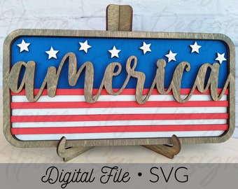 4th Of July SVG Glowforge | 4th Of July Laser File | 4th Of July Laser Cut File | 4th Of July Glowforge Files | American Flag | America SVG