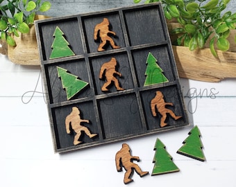Bigfoot Tic Tac Toe Game SVG | Tic Tac Toe SVG Files | Bigfoot SVG Files | Sasquatch Tic Tac Toe Svg | Glowforge Files Bigfoot Svg Laser