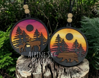 Forest Suncatcher SVG Ornament SVG Files Bear Suncatcher SVG Deer Suncatcher Svg Bear Ornament Suncatcher Svg Glowforge Laser Forest Svg