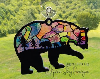 Bear Suncatcher SVG For Glowforge | Bear Sun Catcher SVG File | Suncatcher SVG For Laser | Bear Svg Files | Suncatchers | Glowforge Files